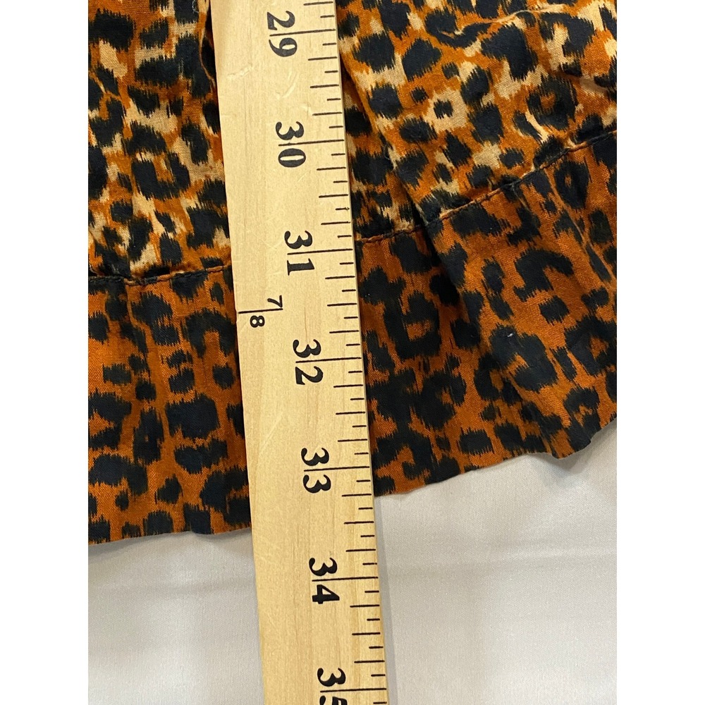 Ulla Johnson Leopard Print Mini Dress Brown V-Neck Puff Sleeve Smocked Waist 2 - Picture 13 of 15
